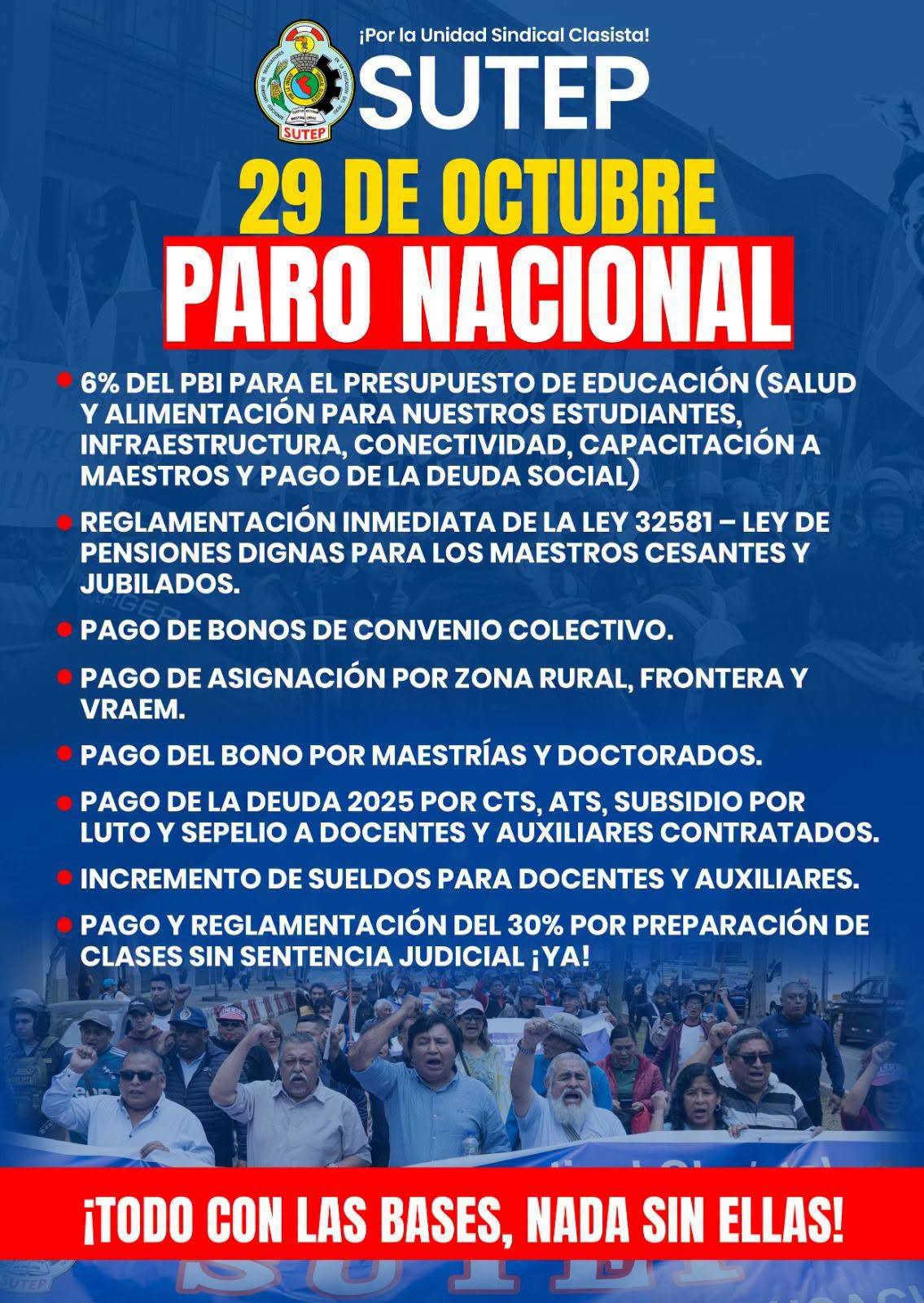 Sutep anuncia para nacional Paro este 29 de Octubre